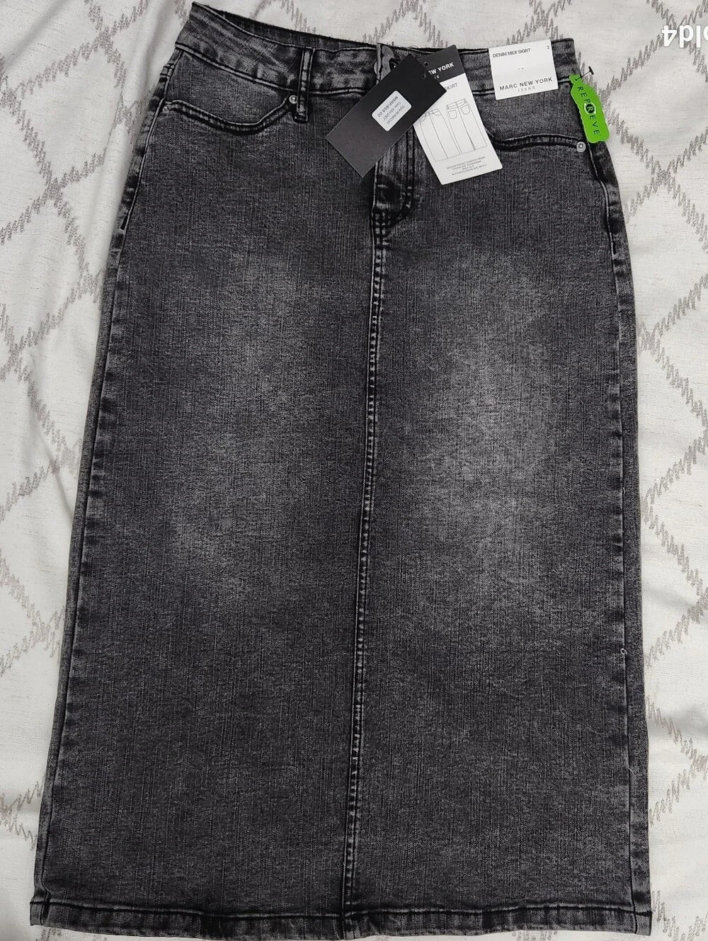 Marc‎ New York Jeans Denim Midi Skirt Ash Grey Stretch Faded MJ4MS249 Womens 2